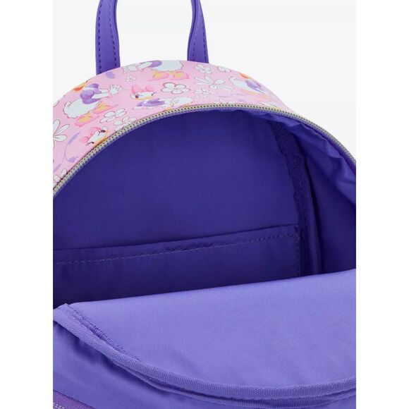 Loungefly Disney Daisy Duck Flower Floral Pink and Purple Mini Backpack - Picture 4 of 4